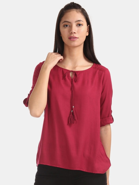 

Cherokee Women Pink Solid Top