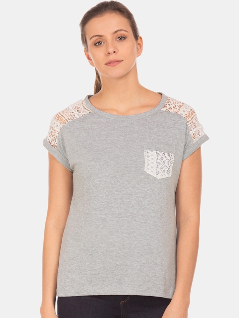 

Cherokee Women Grey Solid Pure Cotton Top