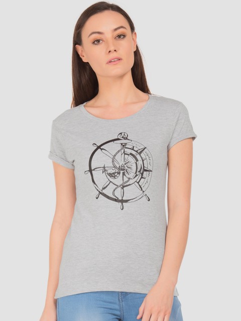 

Cherokee Women Grey Printed Top