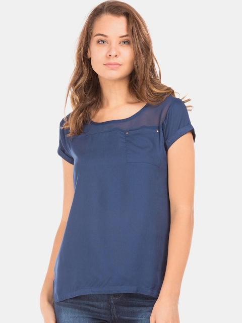 

Cherokee Women Navy Blue Solid Top
