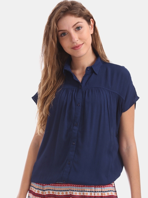 

Cherokee Women Blue Solid Shirt Style Top