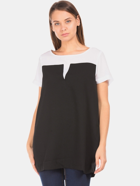 

Cherokee Women Black & White Colourblocked Longline Top