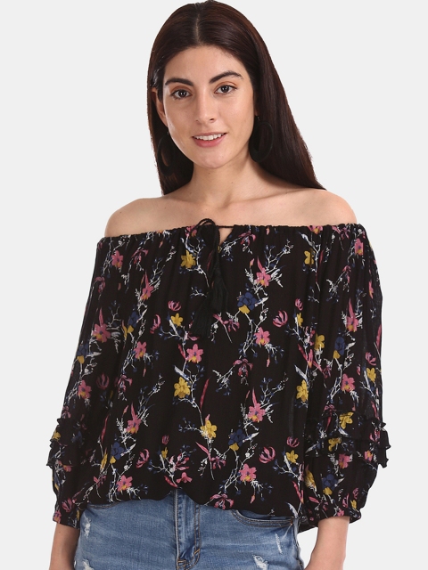 

Cherokee Women Black Printed Bardot Top