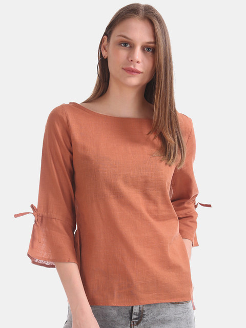 

Cherokee Women Brown Solid Top
