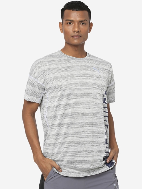 

Puma Men Blue Striped LastLap Heather Round Neck T-shirt