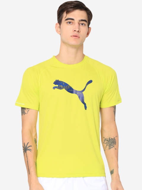 

Puma Men Yellow Printed Round Neck Core-Run Logo S S Tee Nrgy