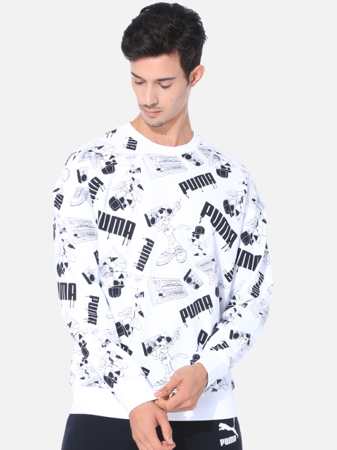 

Puma Men White Printed Round Neck T-shirt
