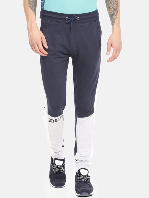 

ARDEUR Men Navy Blue & Grey Colourblocked Joggers