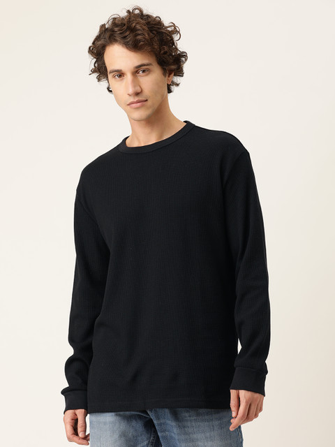 

FOREVER 21 Men Black Solid Pullover Sweater