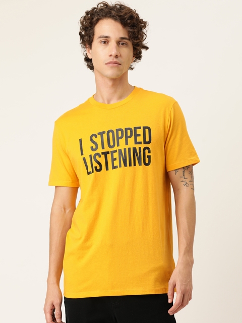 

FOREVER 21 Men Yellow Printed Round Neck T-shirt