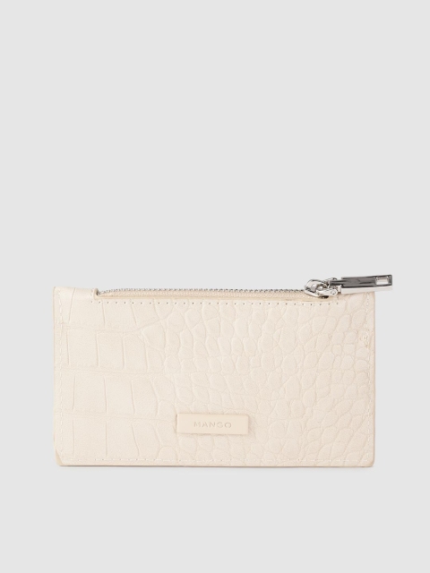 

MANGO Women Beige Croc-Textured Card Holder