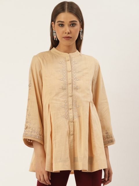 

Ritu Kumar Women Beige Embroidered Pure Cotton Detail Kurti