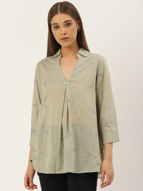 

Ritu Kumar Women Green Floral Embroidered Kurti