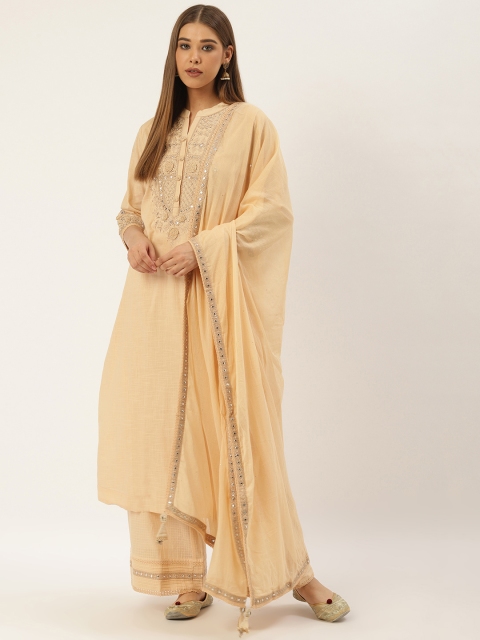 

Ritu Kumar Women Yellow Yoke Design Kurta with Palazzos & Dupatta