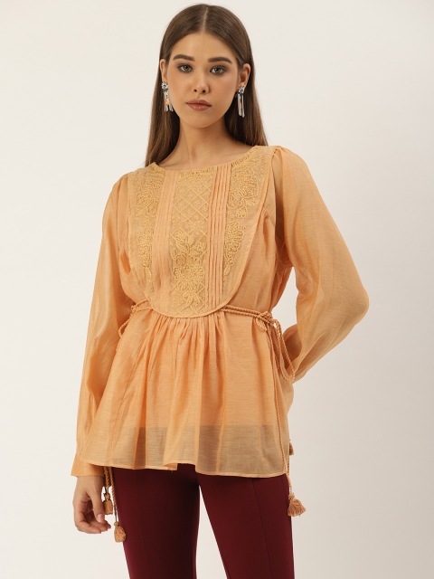

Ritu Kumar Women Peach-Coloured Embroidered Tunic