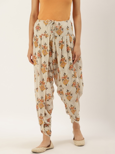 

Ritu Kumar Women Beige & Mustard Yellow Printed Dhoti Pants