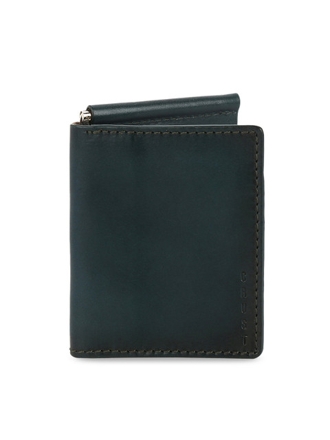 

CRUST Men Green Solid Leather Money Clip