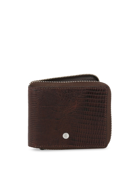 

CRUST Men Brown Textured Zip Around Leather Wallet