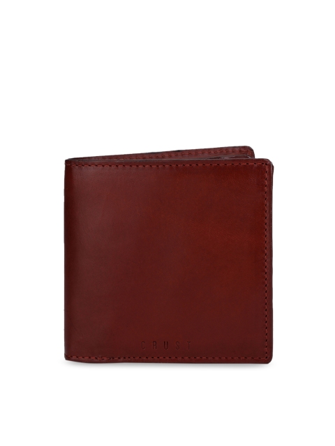 

CRUST Men Red Solid RFID Protected Genuine Leather Two Fold Wallet