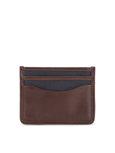 

CRUST Men Brown & Navy Blue Colourblocked Leather Card Holder