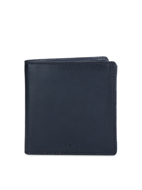 

CRUST Men Navy Blue Solid Two Fold Leather Wallet