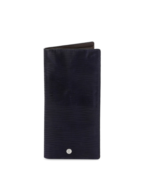 

CRUST Men Navy Blue Textured Leather RFID Protected Two Fold Wallet