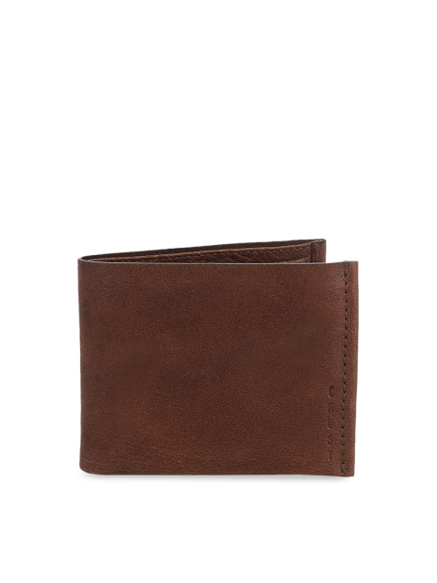 

CRUST Men Brown Bi-fold Leather Textured Two Fold Wallet