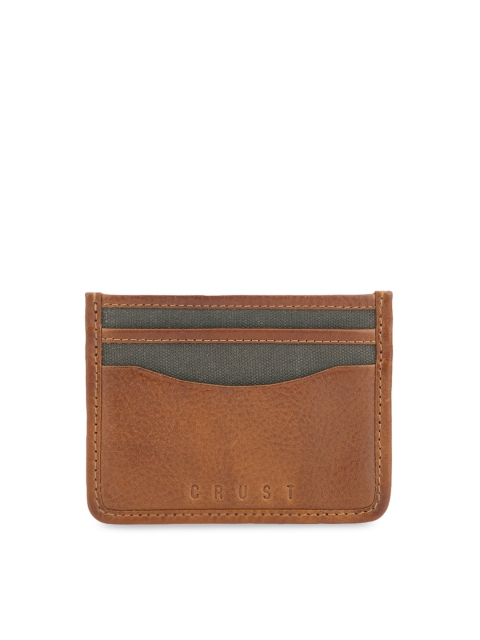 

CRUST Men Tan Brown & Olive Green Colourblocked Leather Card Holder