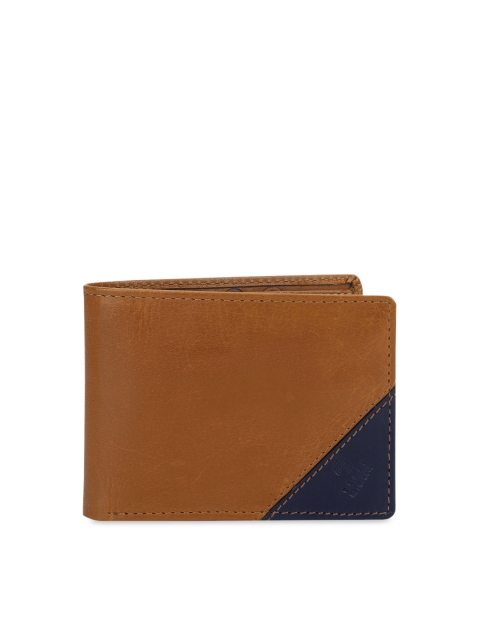 

CRUST Men Tan & Navy Blue Solid Two Fold Leather Wallet