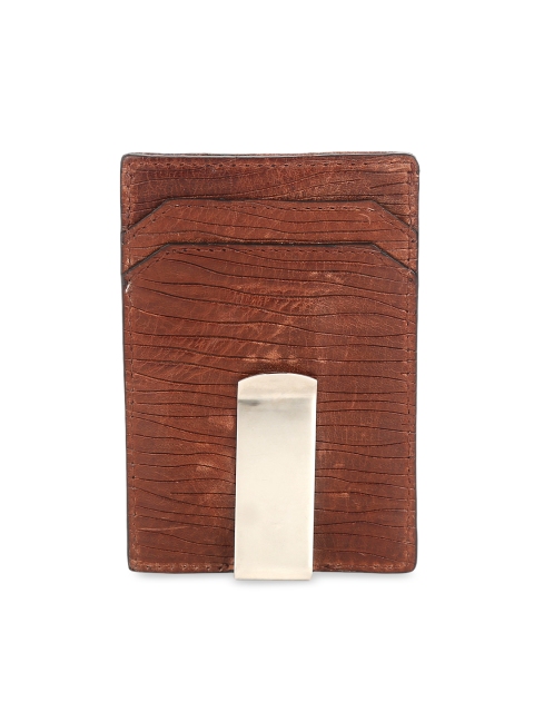 

CRUST Men Brown Textured RFID Protected Leather Money Clip