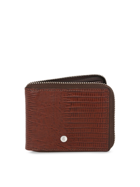 

CRUST Men Tan Brown Textured Leather Zip Around Wallet