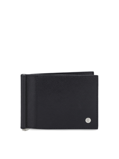 

CRUST Men Black RFID Protected Textured Leather Money Clip