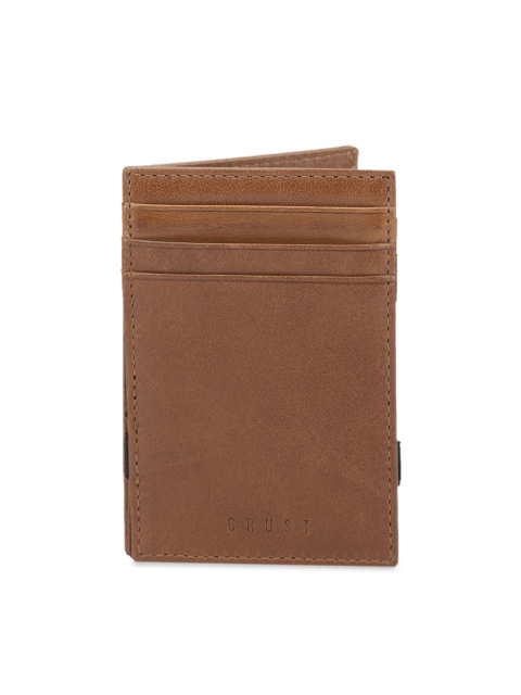 

CRUST Men Tan Brown Solid Two Fold RFID Protected Leather Wallet