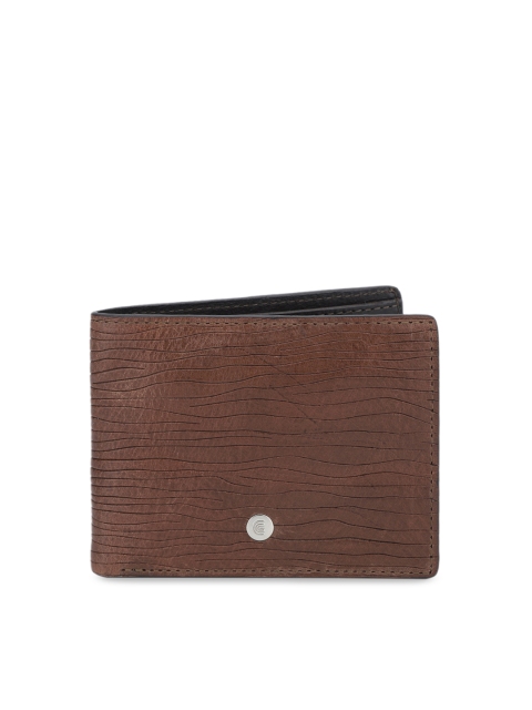 

CRUST Men Brown Textured Two Fold RFID Protected Leather Wallet