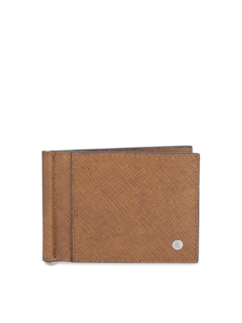 

CRUST Men Tan Brown Textured RFID Protected Leather Wallet