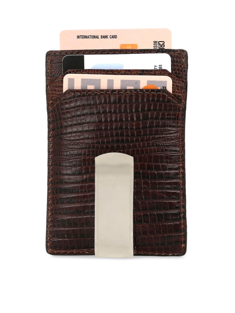 

CRUST Men Brown Textured 070 RFID Protected Lizard Leather Money Clip