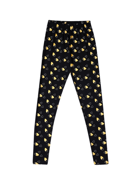 

Cherokee Girls Black & Yellow Heart Printed Ankle-Length Leggings