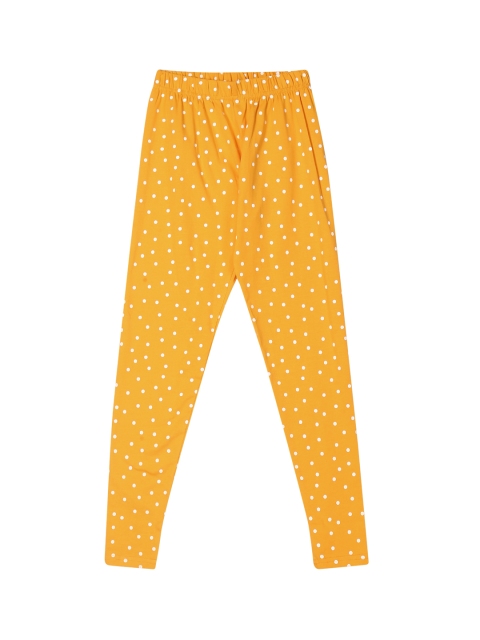 

Cherokee Girls Mustard Yellow & White Polka Dot Printed Ankle-Length Leggings