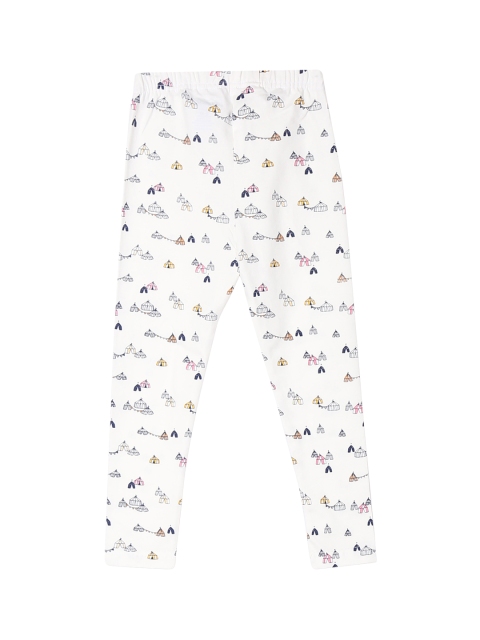 

Cherokee Girls White & Black Printed Ankle Length Leggings