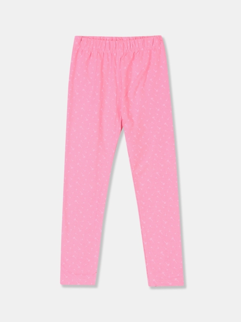 

Cherokee Girls Pink Dandelion Printed Ankle-Length Leggings