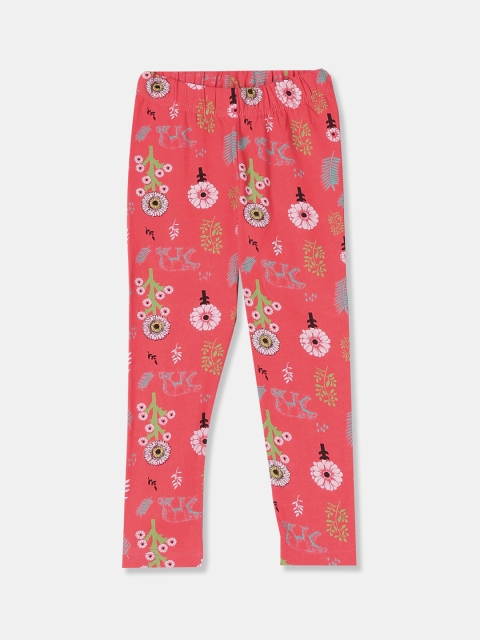 

Cherokee Girls Red & Green Floral Printed Ankle-Length Leggings