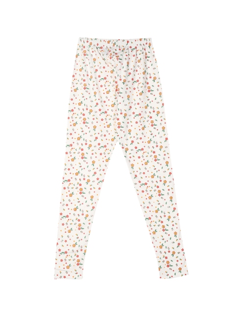 

Cherokee Girls White & Red Floral Printed Ankle-Length Leggings