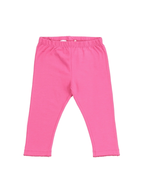 

Cherokee Girls Pink Solid Ankle-Length Lace Trim Leggings