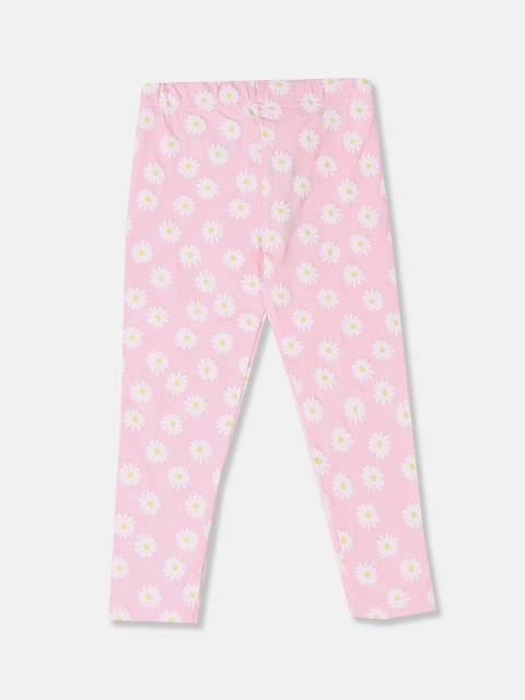 

Cherokee Girls Pink & White Daisy Print Ankle-Length Leggings
