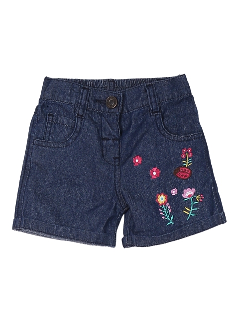 

Donuts Infant Girls Navy Blue Solid Regular Fit Denim Shorts