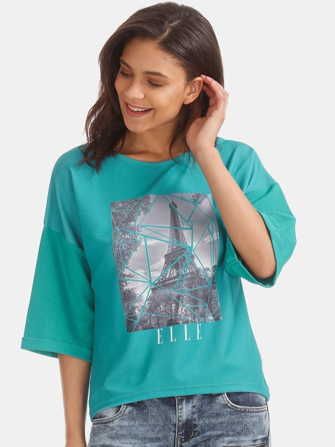 

ELLE Women Teal-Green Printed Top