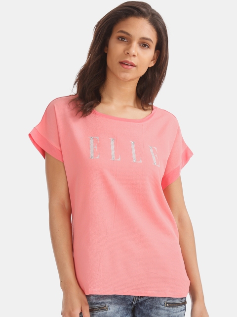

ELLE Women Pink Printed Top