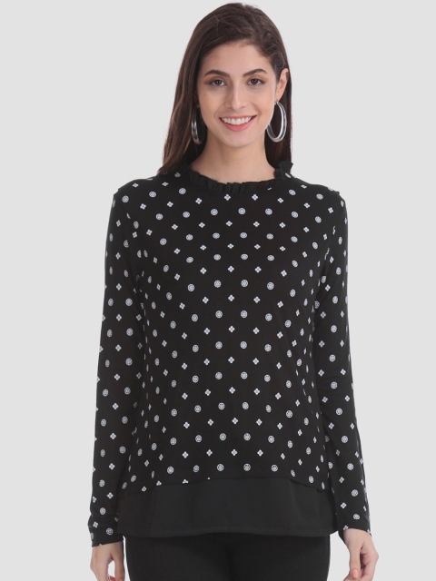 

ELLE Women Black Printed Twofer Top