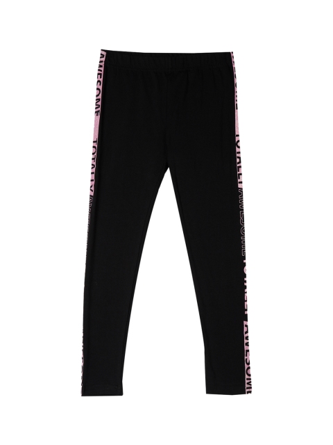 

Cherokee Girls Black & Pink Solid Ankle-Length Leggings