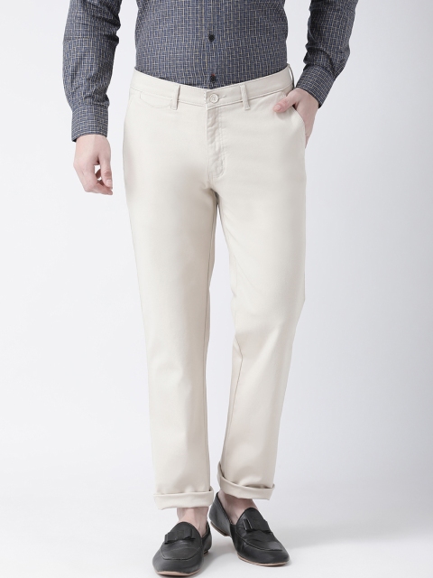 

COBB Men Cream Straight Fit Solid Chinos